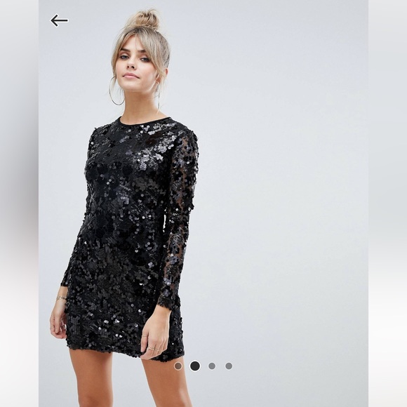 BOOHOO Black Sequin Mini Dress - Picture 1 of 6